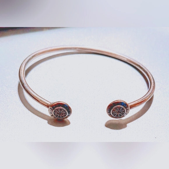 Pandora Diamond Sterling Silver Cuff size 7 inch length Bracelet - Picture 10 of 10